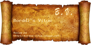 Bordás Vitus névjegykártya